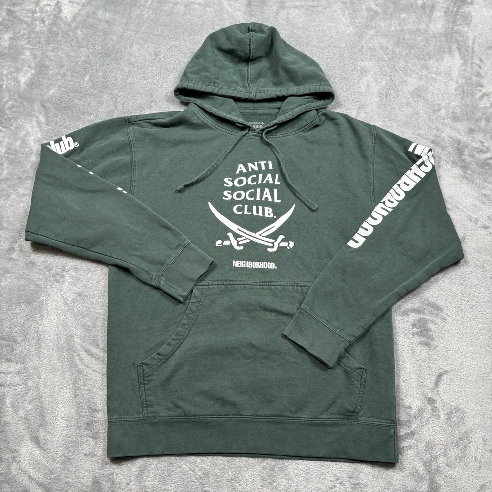 Anti Social Social Club X Neighborhood Green Hoodie Size Medium Streetwear ASSC